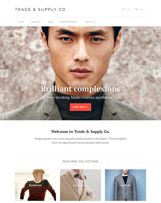 trade supply shopify themes clothing stores