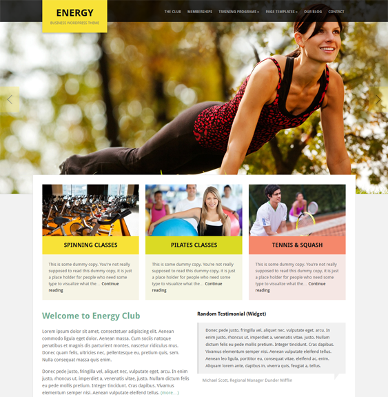 energy gym fitness wordpress theme
