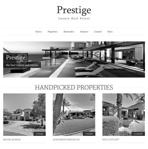 prestige minimal responsive wordpress theme