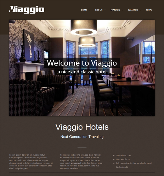 viaggio hotel wordpress theme