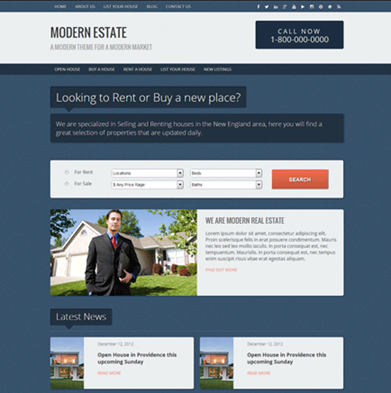 modern estate free real estate wordpress themes