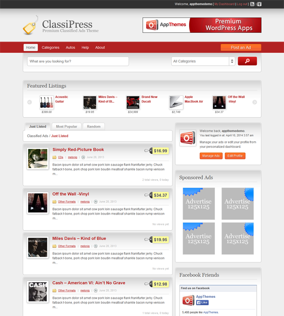 classipress classified ads wordpress themes feature