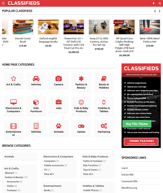 classifieds ads wordpress themes feature