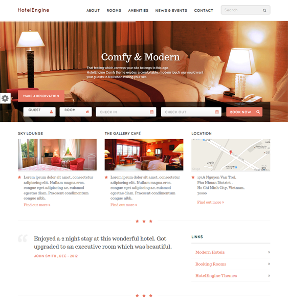 comfy hotel wordpress theme