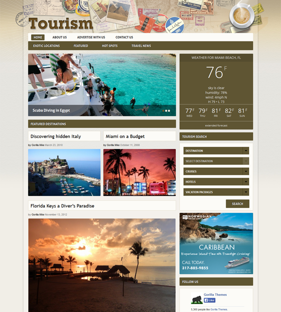 tourism travel wordpress theme