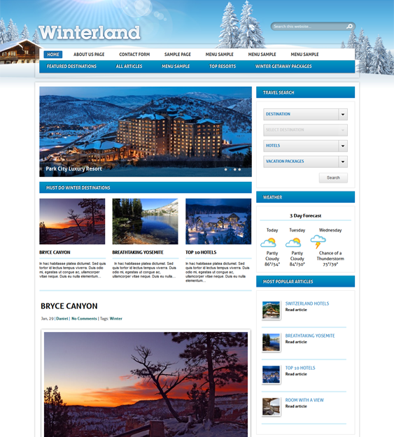 winterland travel wordpress theme