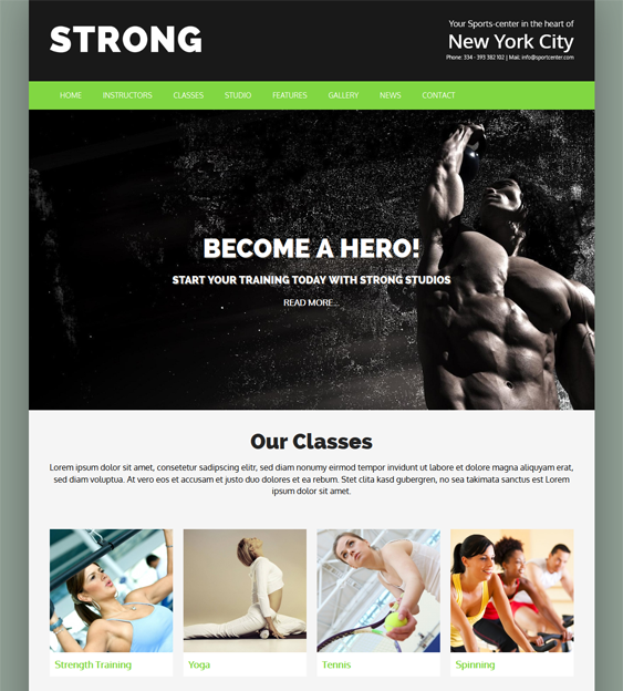 strong gym fitness wordpress theme