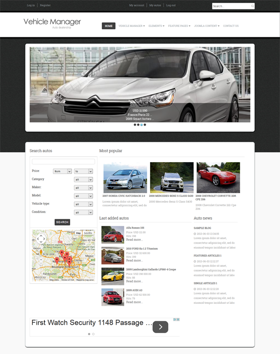auto dealership car vehicle automobile joomla templates