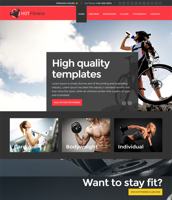 hot fitness gym joomla template