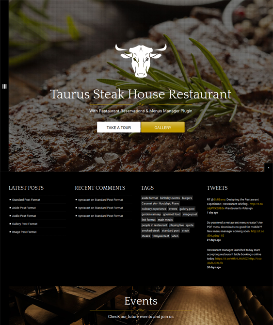 taurus restaurant wordpress theme