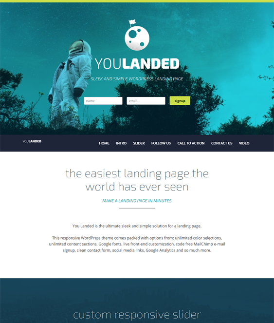 you landed landing page wordpress theme
