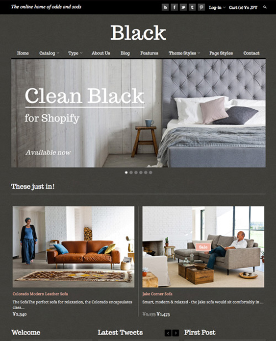 clean black dark shopify theme