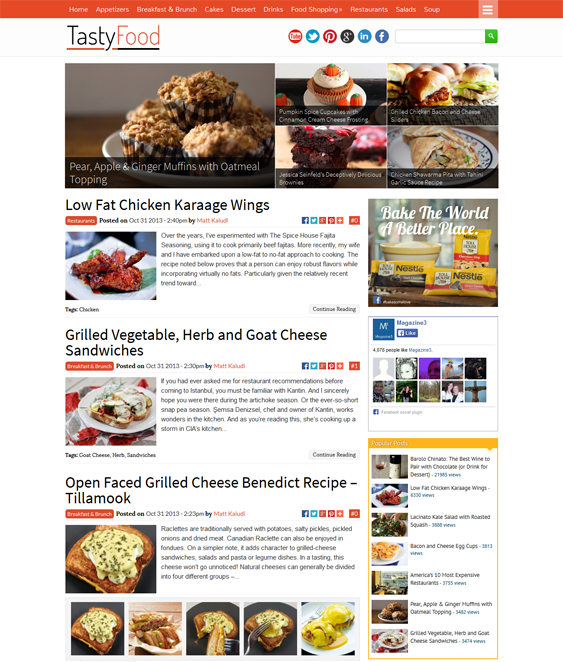 tastyfood food recipe wordpress theme