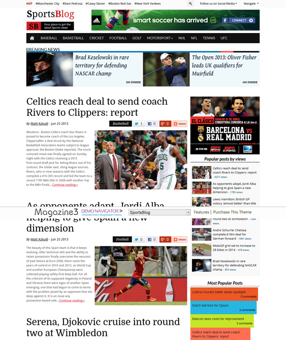 sportsblog sports wordpress theme