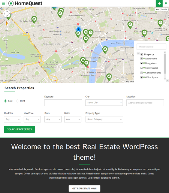 homequest real estate wordpress theme