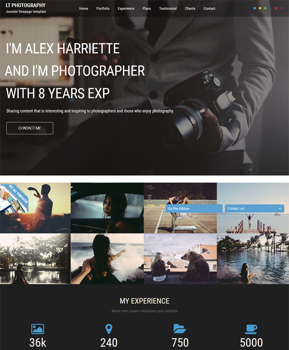 lt photography one page joomla templates
