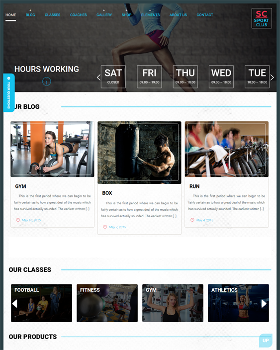 sport club fitness gym wordpress theme