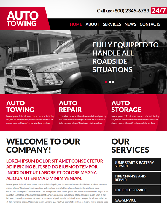 auto towing car vehicle automotive joomla templates