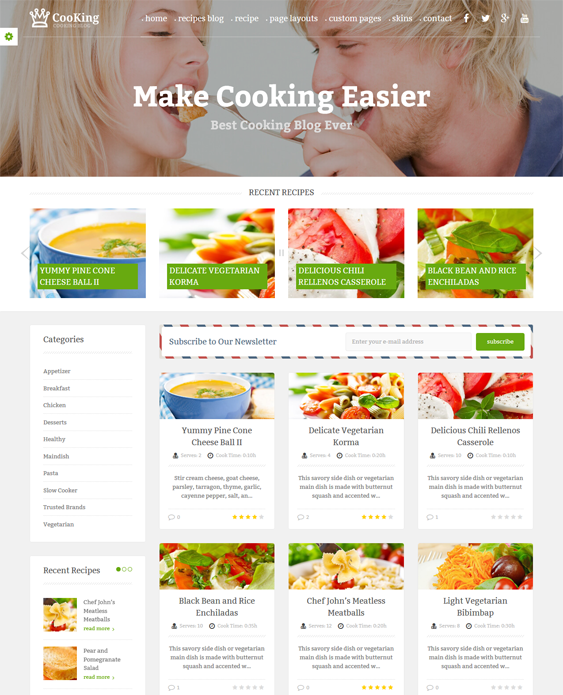 cooking blog food recipe wordpress theme