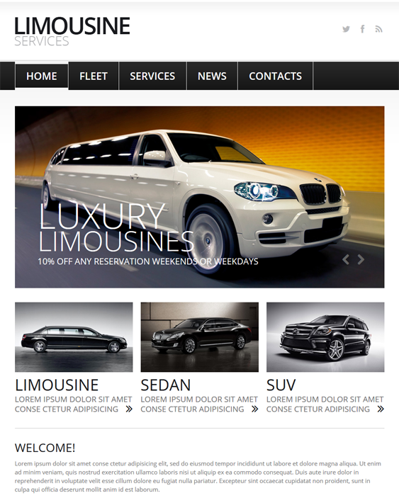limousine car vehicle automotive joomla templates