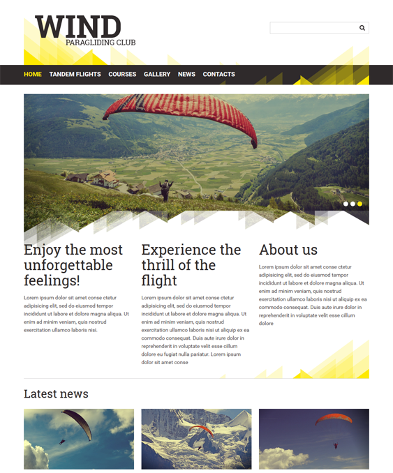 paragliding sport joomla templates