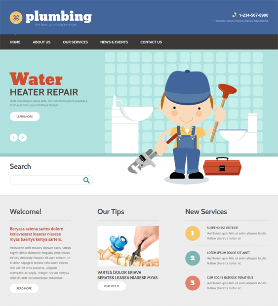 plumbing contractor construction drupal themes