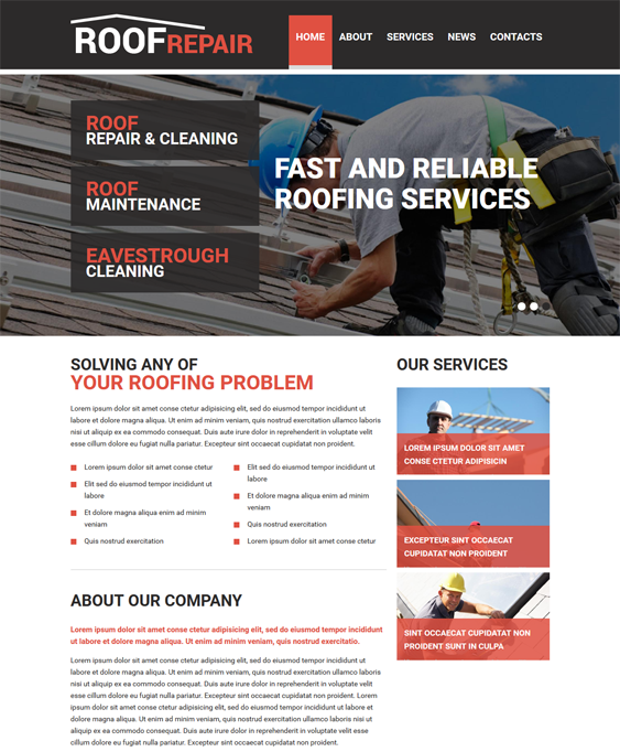 roofing contractor construction drupal themes