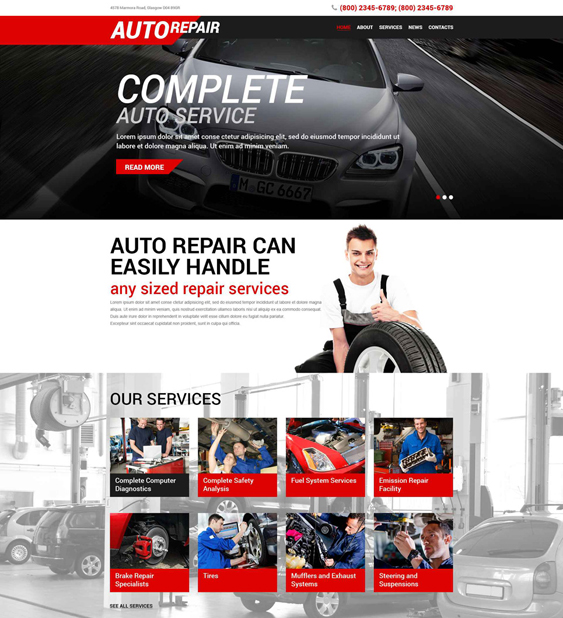auto car mechanic repair shop wordpress themes