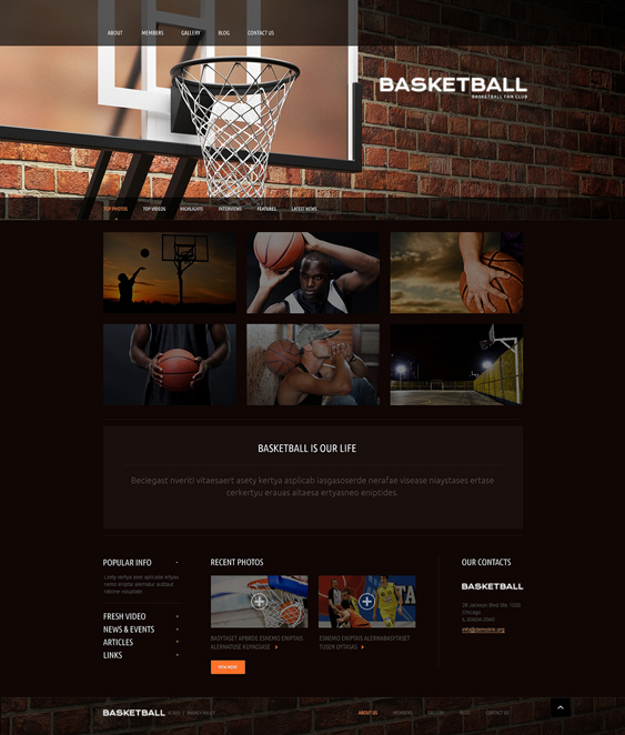 basketball dark wordpress themes
