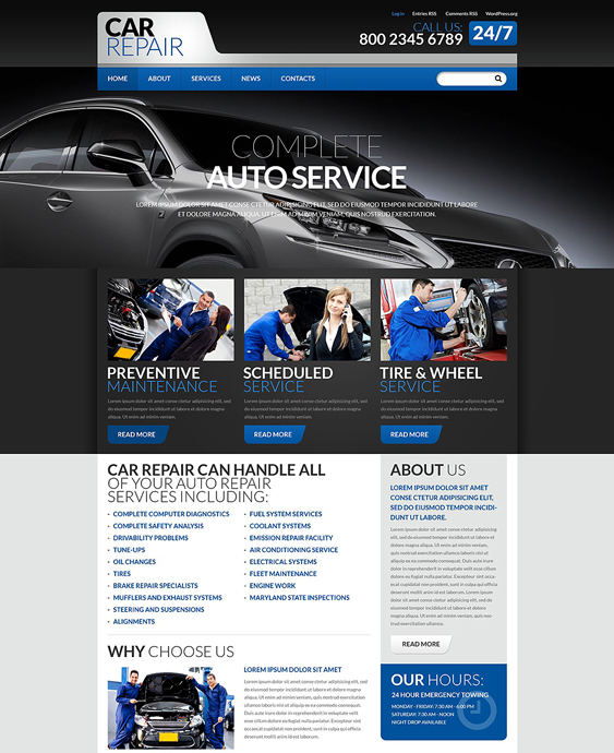 cars car mechanic repair shop wordpress themes