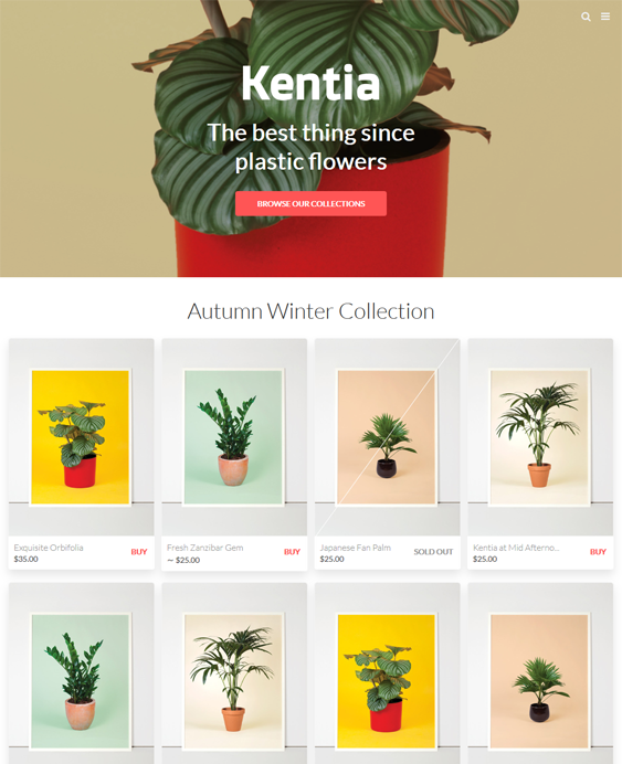 kentia shopify themes art stores