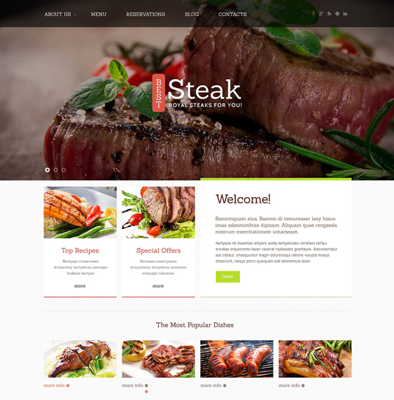 steakhouse restaurant bakeries bars joomla templates