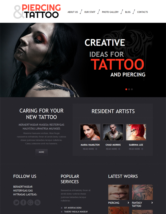 art tattoo salon wordpress themes
