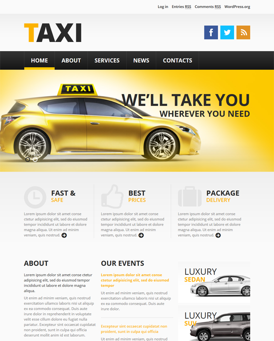 taxi transportation wordpress themes