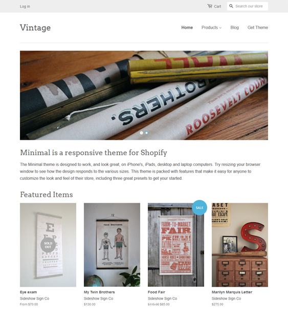 vintage shopify themes art stores