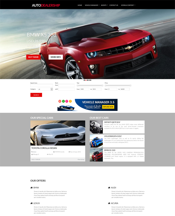 auto dealership car vehicle automotive joomla templates