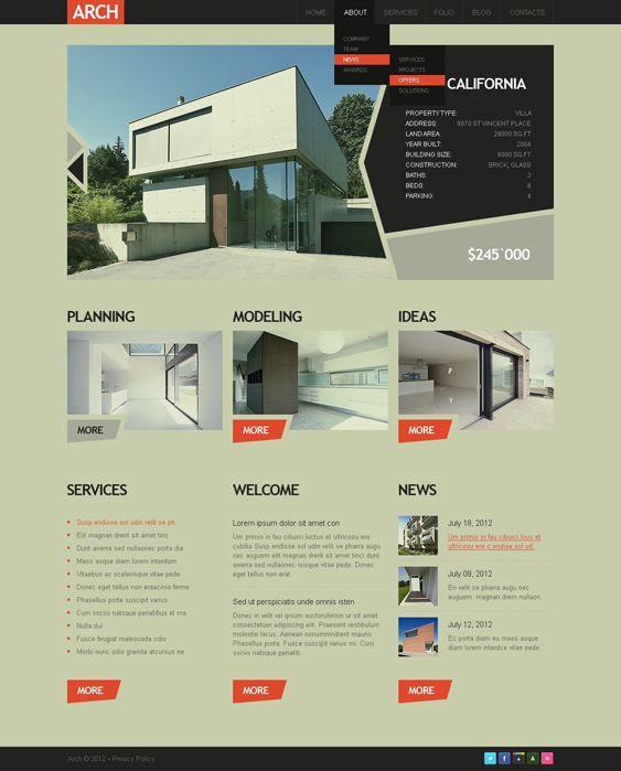construction contractor drupal themes company
