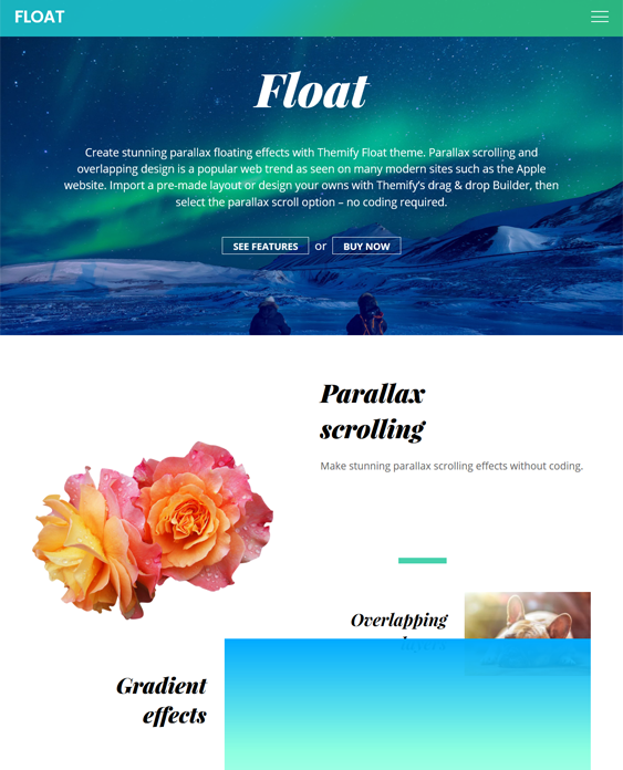 float parallax wordpress theme