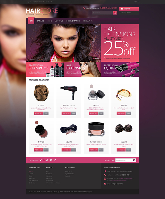 hair salon cosmetics beauty products shopify themes