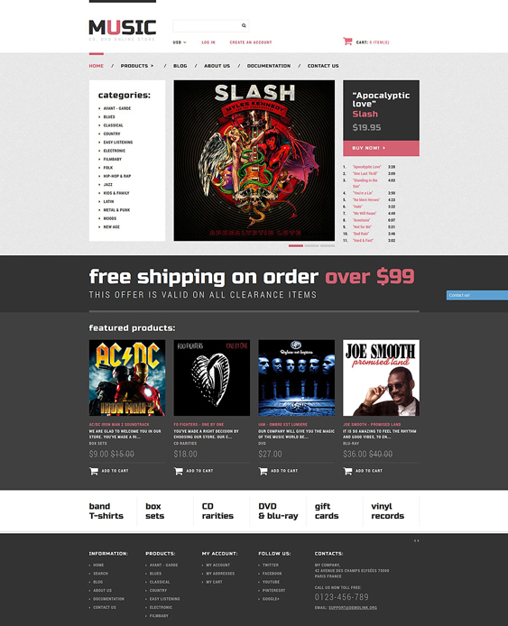 music shopify themes store