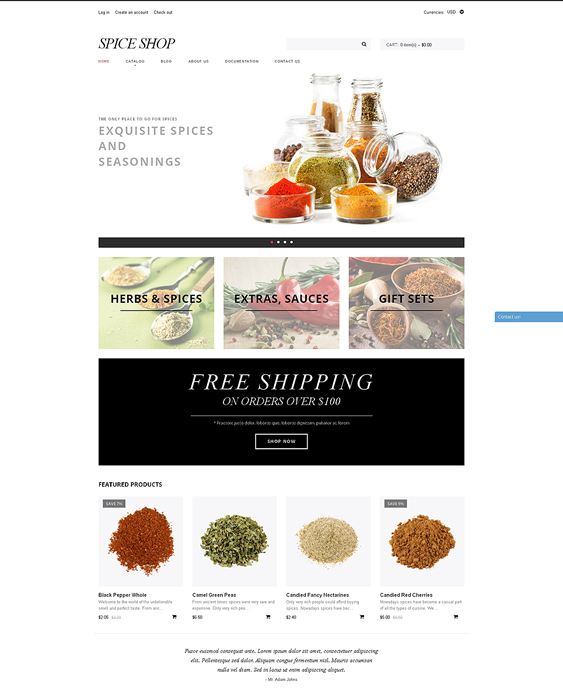 spice food drink shopify themes