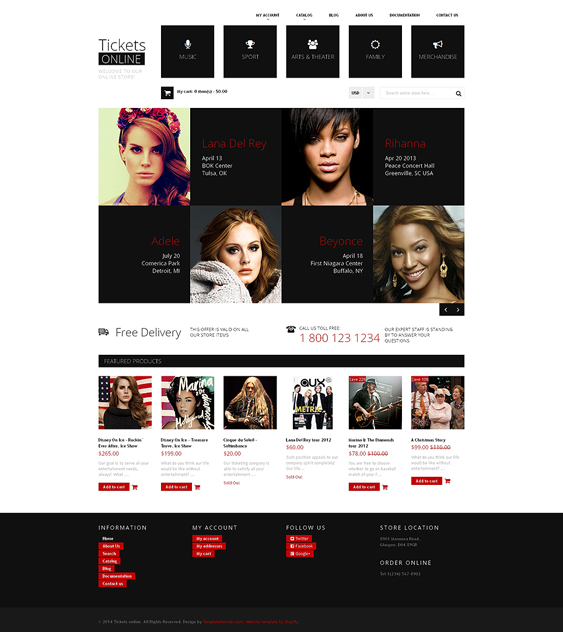 tickets music shopify themes
