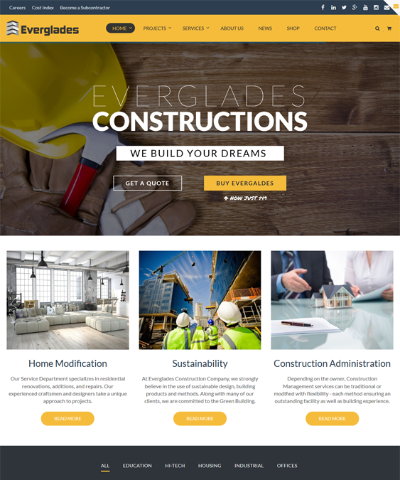 construction wordpress contractors themes