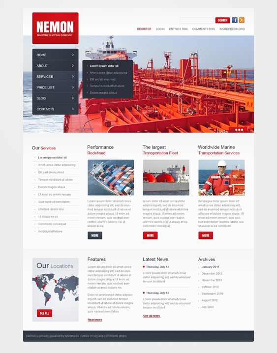 maritime transportation wordpress themes