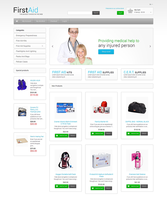 first aid medical magento themes