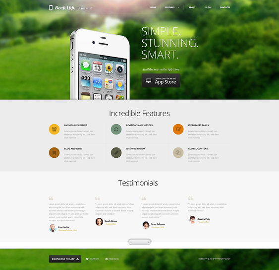 iphone wordpress themes promoting apps