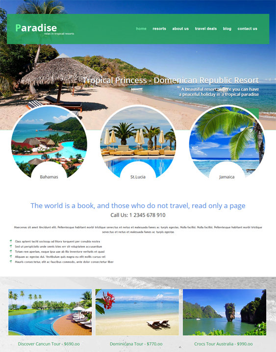 paradise travel tourism joomla templates