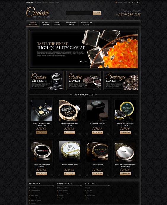 responsive caviar dark magento themes