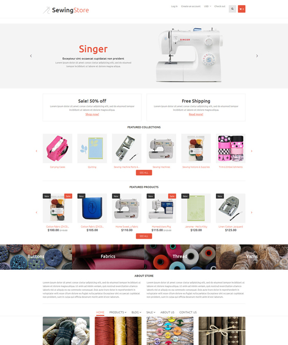 sewing clean shopify themes