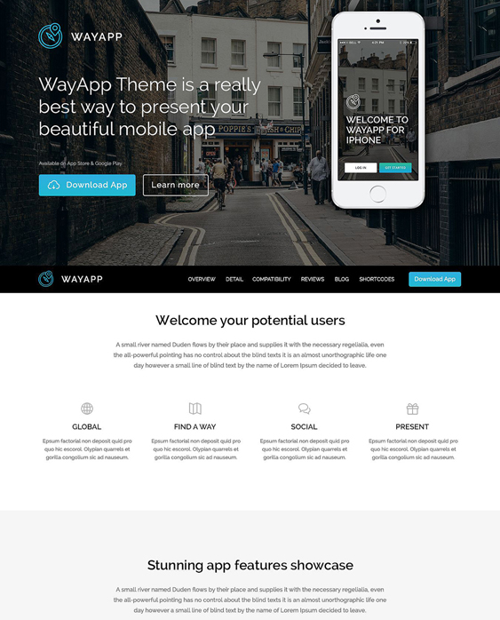 software wordpress themes promoting apps